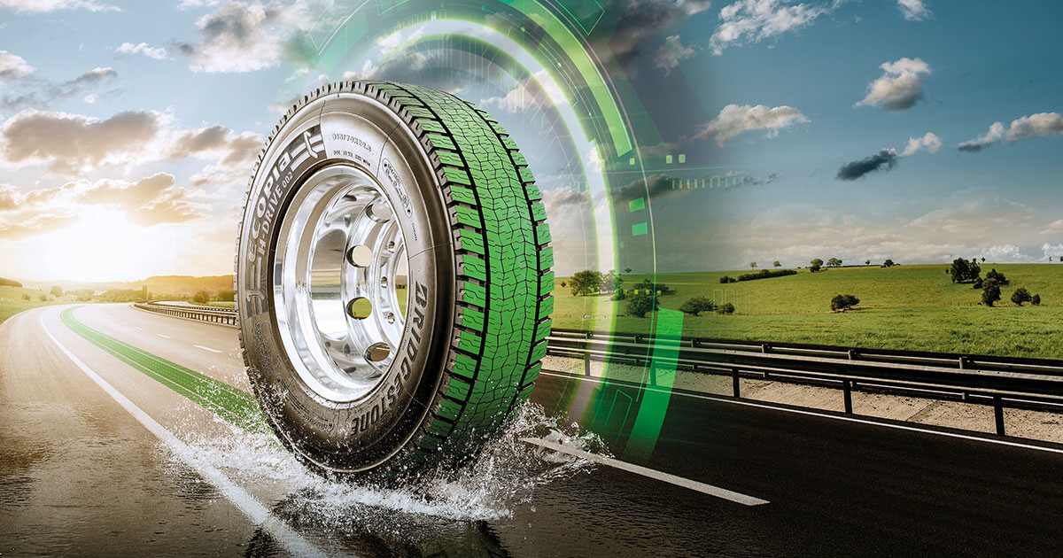 A Packshot Of The Bridgestone Ecopia H002 Travelling On A Highway